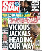 Daily Star (UK) Newspaper Front Page for 13 December 2021