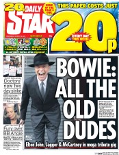 Daily Star (UK) Newspaper Front Page for 13 January 2016