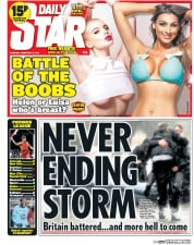 Daily Star (UK) Newspaper Front Page for 13 February 2014