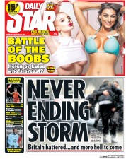 Daily Star Newspaper Front Page (UK) for 13 February 2014