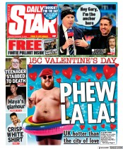 Daily Star (UK) Newspaper Front Page for 13 February 2023
