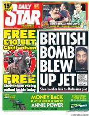 Daily Star Newspaper Front Page (UK) for 13 March 2014