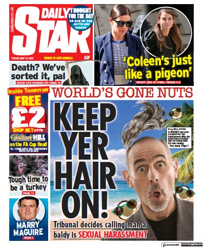 Daily Star Newspaper Front Page (UK) for 13 May 2022