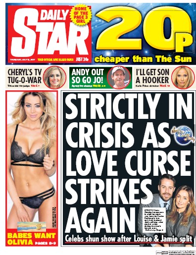 Daily Star Newspaper Front Page (UK) for 13 July 2017
