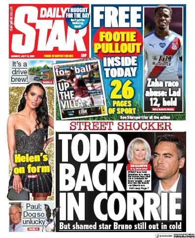 Daily Star Newspaper Front Page (UK) for 13 July 2020