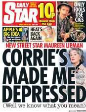 Daily Star (UK) Newspaper Front Page for 13 September 2018
