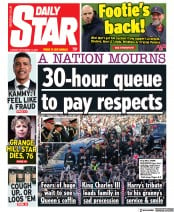 Daily Star front page for 13 September 2022