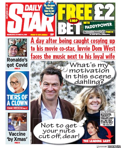 Daily Star Newspaper Front Page (UK) for 14 October 2020