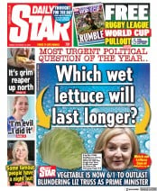 Daily Star (UK) Newspaper Front Page for 14 October 2022