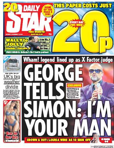 Daily Star Newspaper Front Page (UK) for 14 December 2015