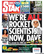 Daily Star (UK) Newspaper Front Page for 14 December 2021