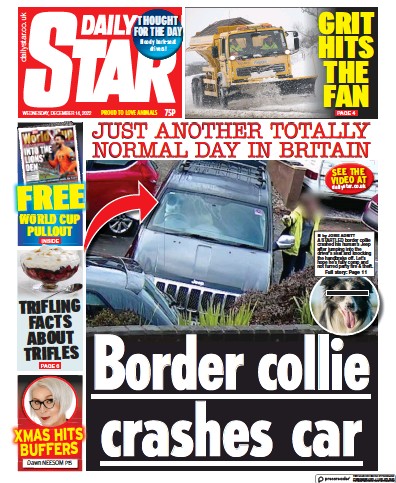 Daily Star Newspaper Front Page (UK) for 14 December 2022