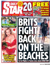 Daily Star (UK) Newspaper Front Page for 14 February 2018