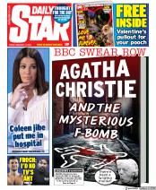 Daily Star (UK) Newspaper Front Page for 14 February 2020
