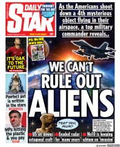 Daily Star (UK) Newspaper Front Page for 14 February 2023