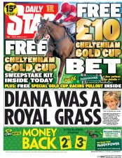 Daily Star (UK) Newspaper Front Page for 14 March 2014
