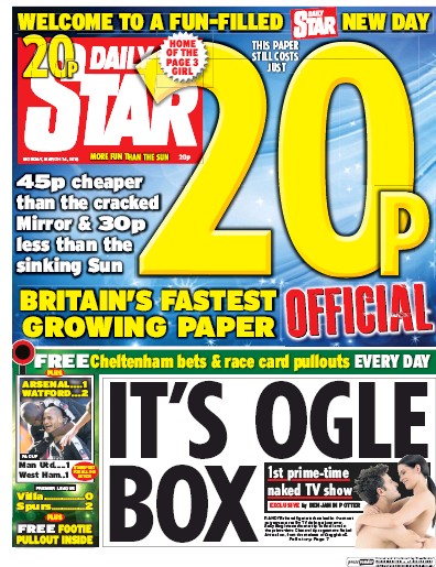 Daily Star Newspaper Front Page (UK) for 14 March 2016
