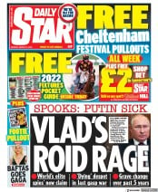 Daily Star (UK) Newspaper Front Page for 14 March 2022