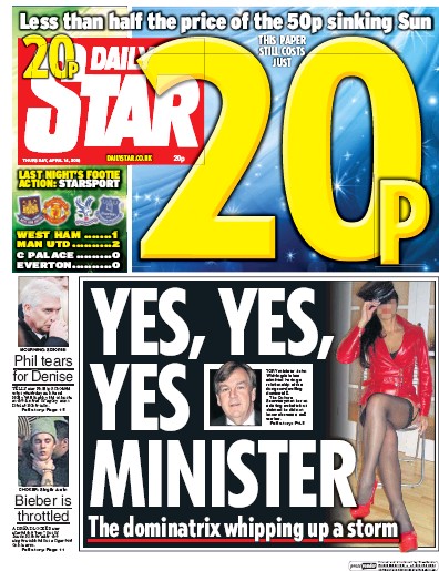 Daily Star Newspaper Front Page (UK) for 14 April 2016