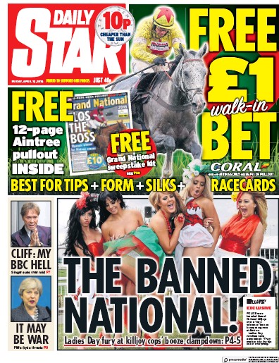Daily Star Newspaper Front Page (UK) for 14 April 2018