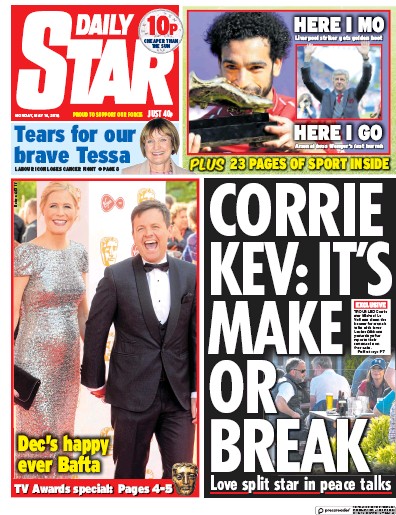 Daily Star Newspaper Front Page (UK) for 14 May 2018