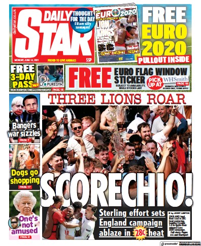 Daily Star Newspaper Front Page (UK) for 14 June 2021