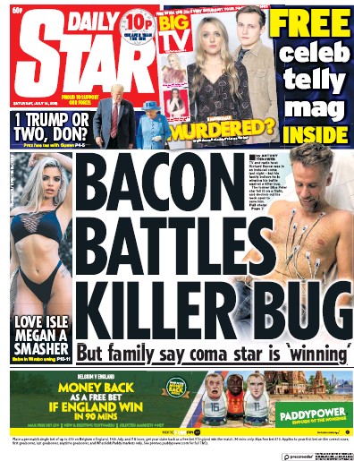 Daily Star Newspaper Front Page (UK) for 14 July 2018