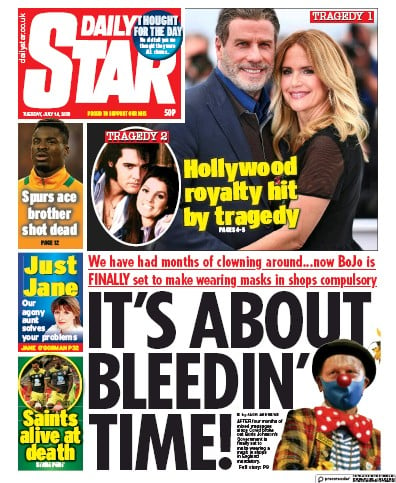 Daily Star Newspaper Front Page (UK) for 14 July 2020