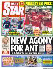 Daily Star (UK) Newspaper Front Page for 14 August 2017