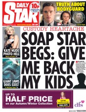 Daily Star (UK) Newspaper Front Page for 14 September 2018