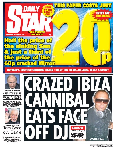 Daily Star Newspaper Front Page (UK) for 15 October 2015