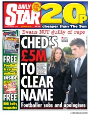 Daily Star (UK) Newspaper Front Page for 15 October 2016
