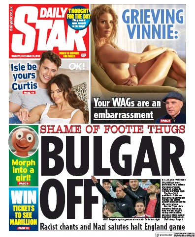 Daily Star Newspaper Front Page (UK) for 15 October 2019