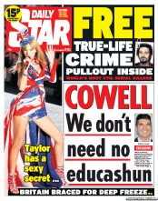 Daily Star Newspaper Front Page (UK) for 15 November 2013