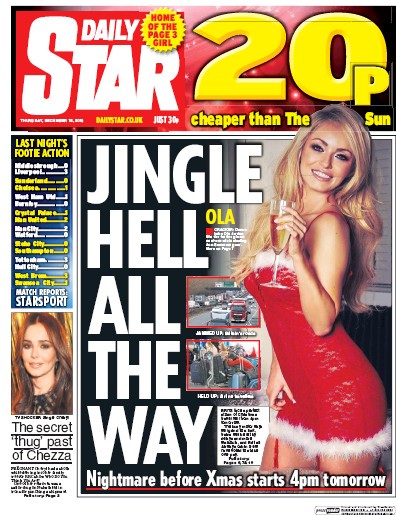 Daily Star Newspaper Front Page (UK) for 15 December 2016