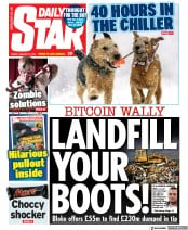 Daily Star (UK) Newspaper Front Page for 15 January 2021