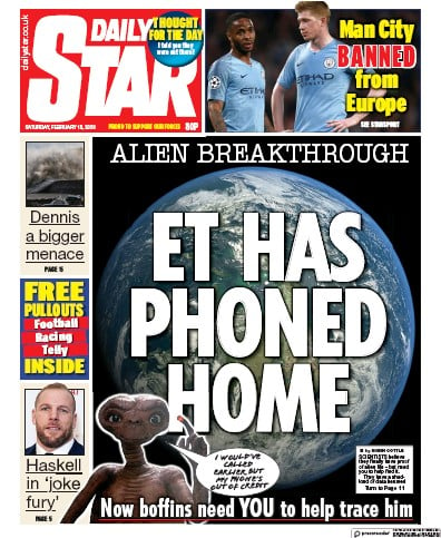 Daily Star Newspaper Front Page (UK) for 15 February 2020