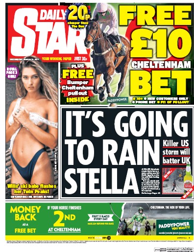 Daily Star Newspaper Front Page (UK) for 15 March 2017