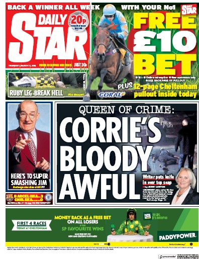 Daily Star Newspaper Front Page (UK) for 15 March 2018