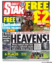 Daily Star (UK) Newspaper Front Page for 15 March 2022