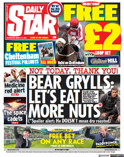 Daily Star Newspaper Front Page (UK) for 15 March 2023