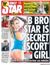 Daily Star (UK) Newspaper Front Page for 15 April 2014