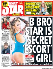 Daily Star Newspaper Front Page (UK) for 15 April 2014