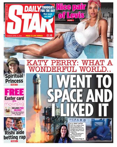 Daily Star Newspaper Front Page (UK) for 15 April 2025