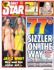 Daily Star Newspaper Front Page (UK) for 15 May 2014