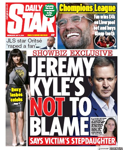 Daily Star Newspaper Front Page (UK) for 15 May 2019