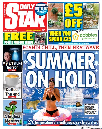 Daily Star Newspaper Front Page (UK) for 15 May 2023