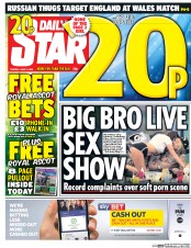 Daily Star (UK) Newspaper Front Page for 15 June 2016