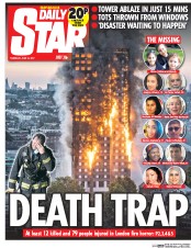 Daily Star (UK) Newspaper Front Page for 15 June 2017