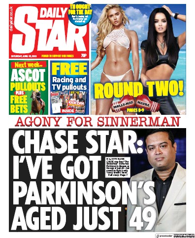 Daily Star Newspaper Front Page (UK) for 15 June 2019